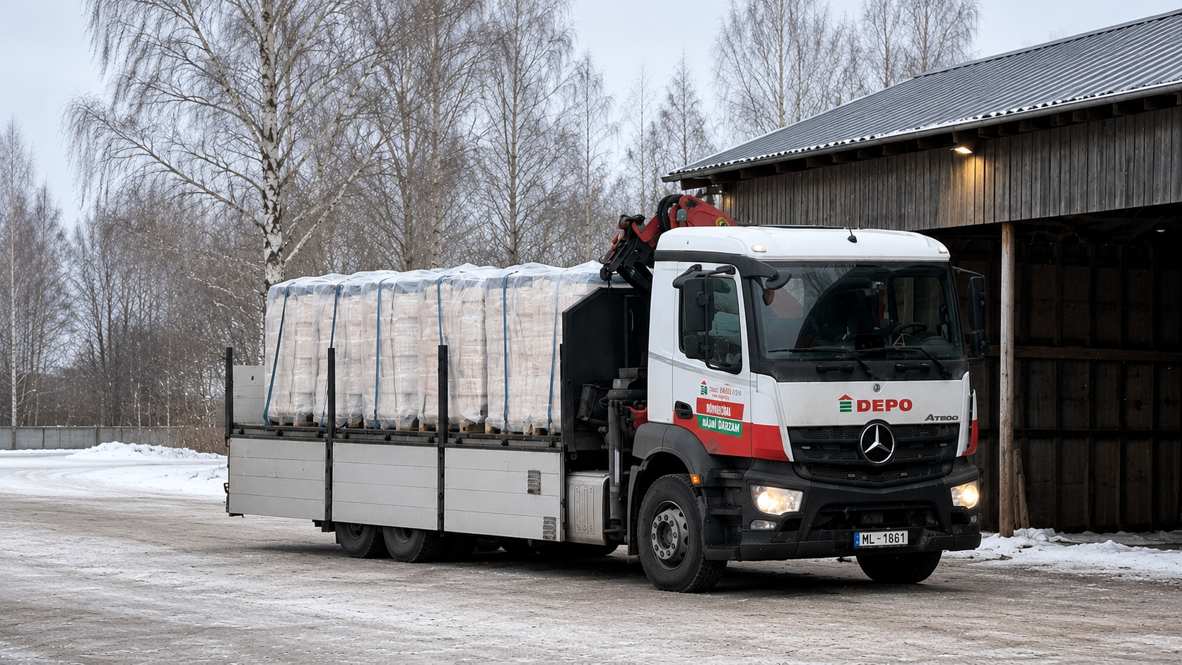 Roadway Luck briquette production, warehouse or truck loading